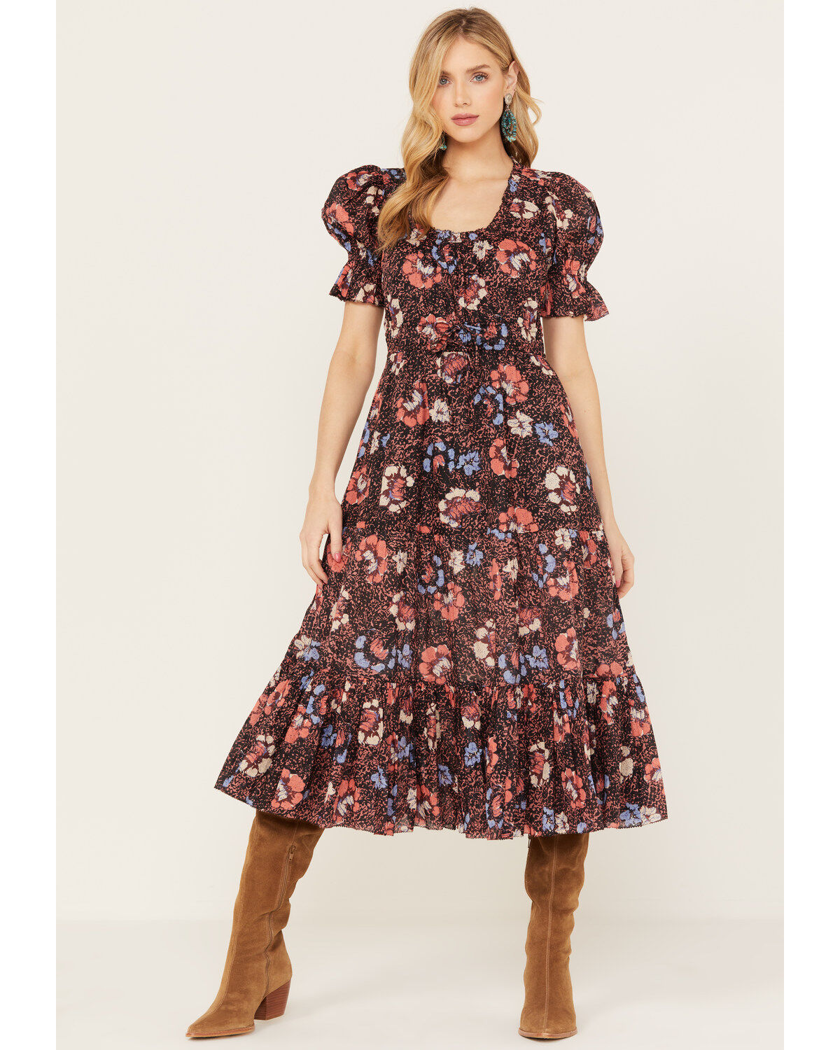 Women's Cleobella Multicolored Floral Caroline Midi Dress