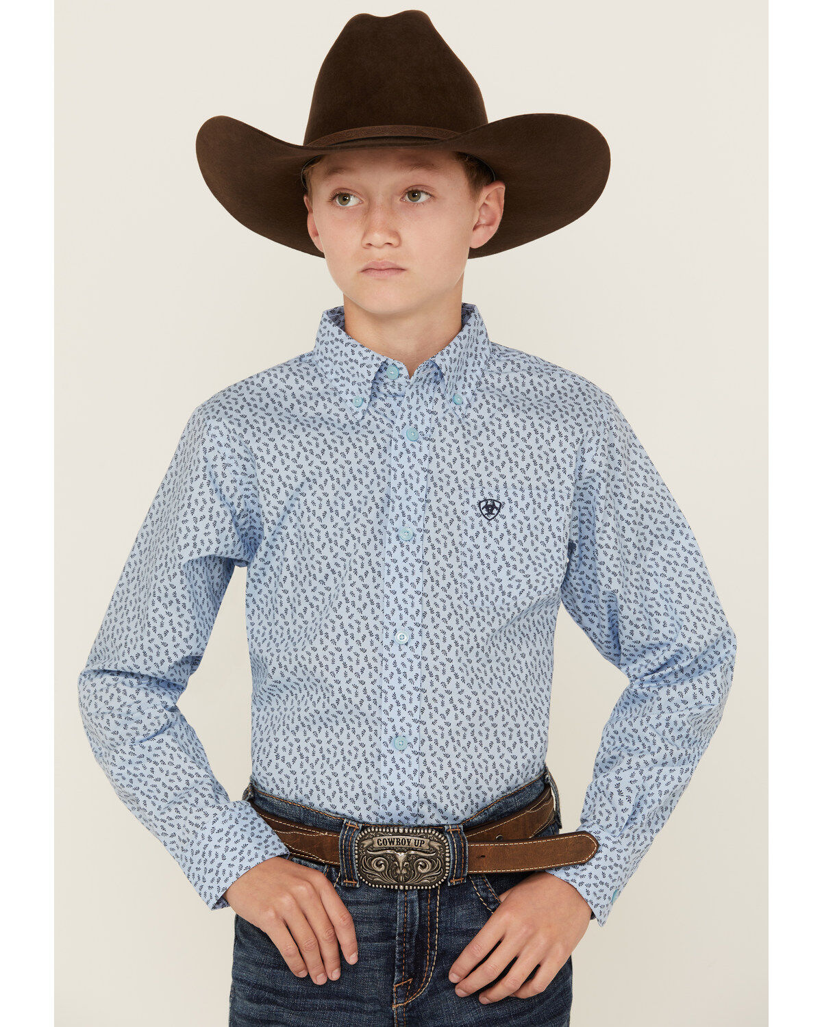 Boys' Ariat Classic Floral Long Sleeve Button-Down Western Shirt