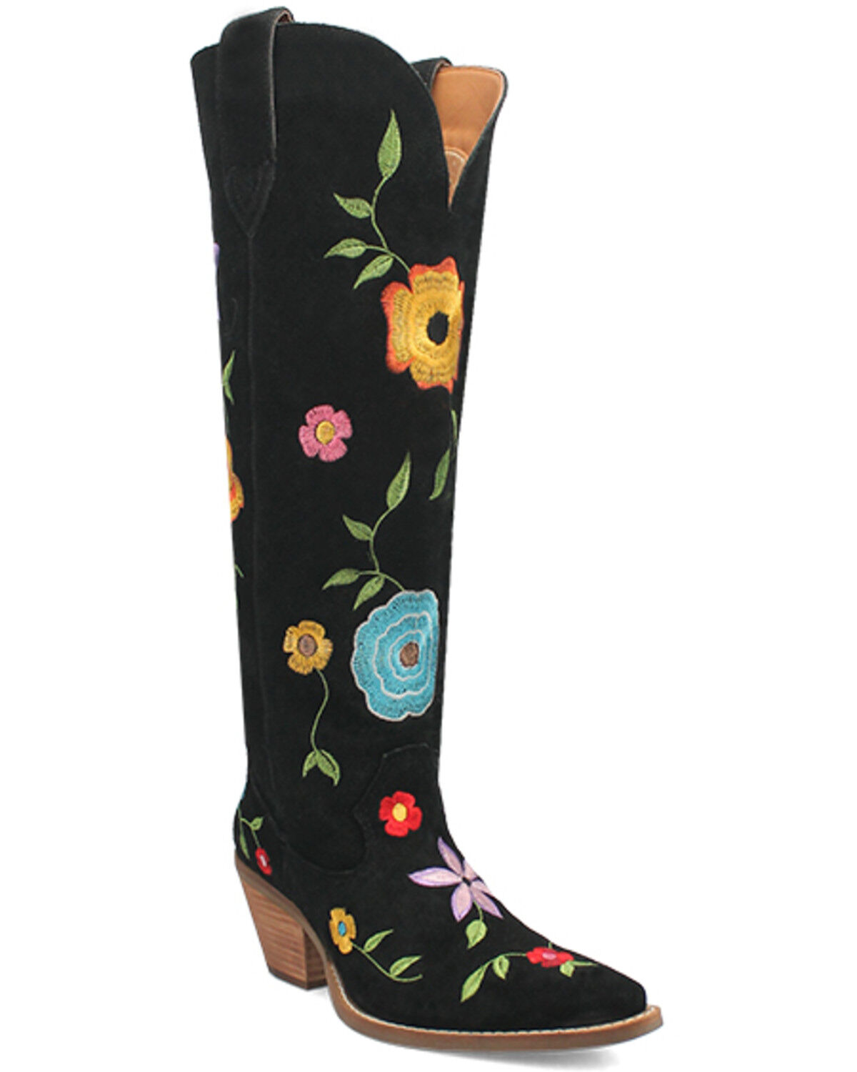 Women's Dingo Flower Power Suede Tall Western Boots - Snip Toe
