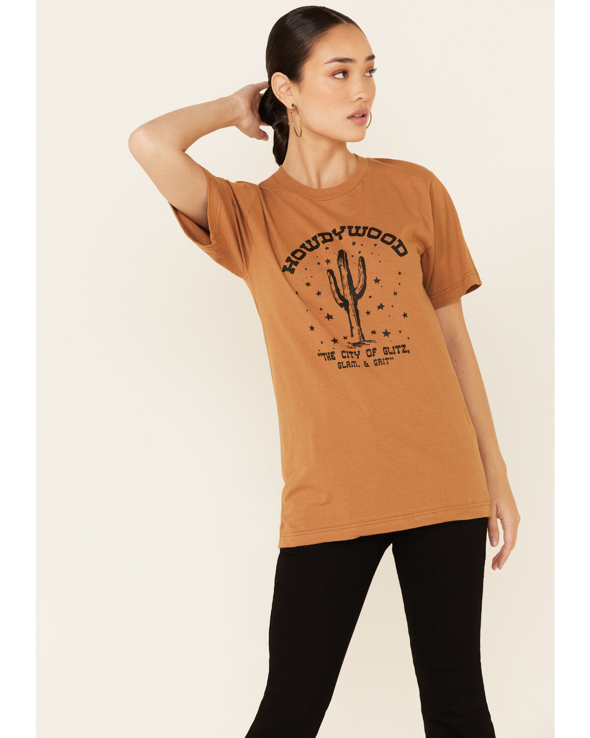 Women's Ali Dee Camel Howdywood Graphic Short Sleeve Tee