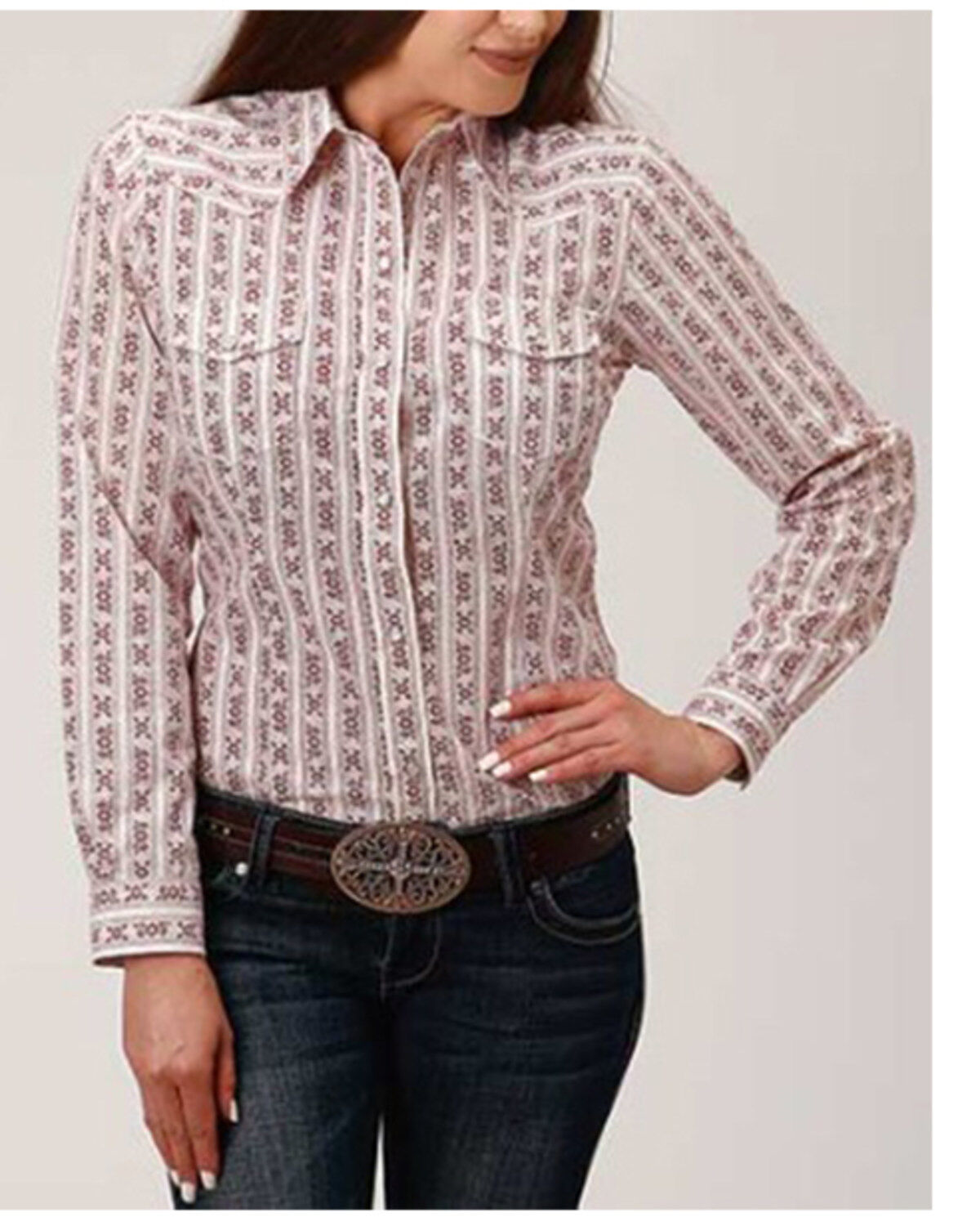 Women's Roper Floral Striped Long Sleeve Snap Western Shirt