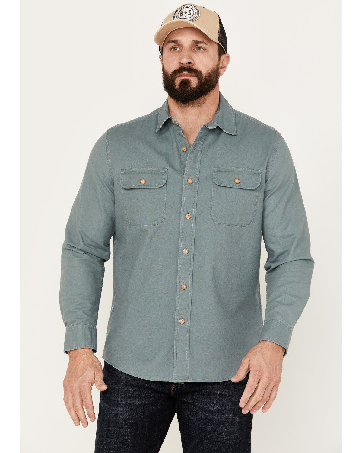Men's Pendleton Beach Shack Solid Long Sleeve Button-Down Western Shir