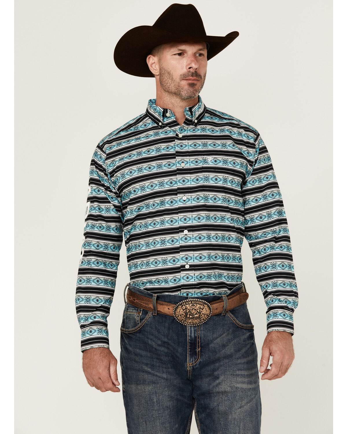 Men's Ariat Team Osborne Southwestern Striped Long Sleeve Button-Down