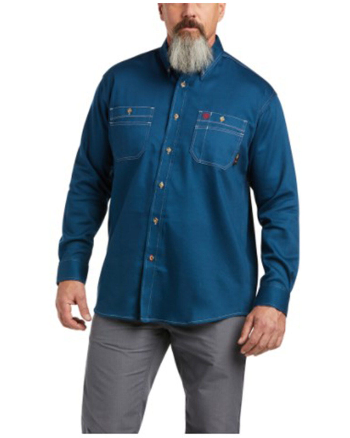 Men's Ariat FR Solid Long Sleeve Button Down Work Shirt - Tall
