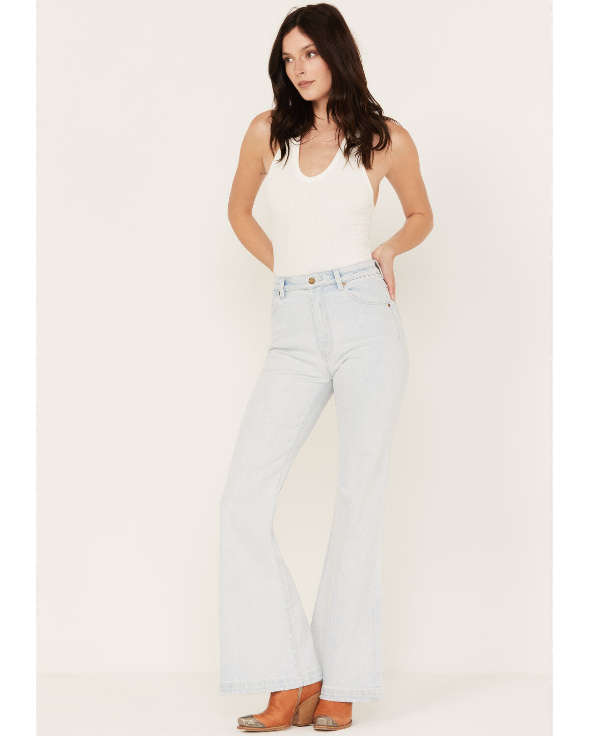 Women's Rolla's Light Wash High Rise Dalton East Coast Flare Jeans