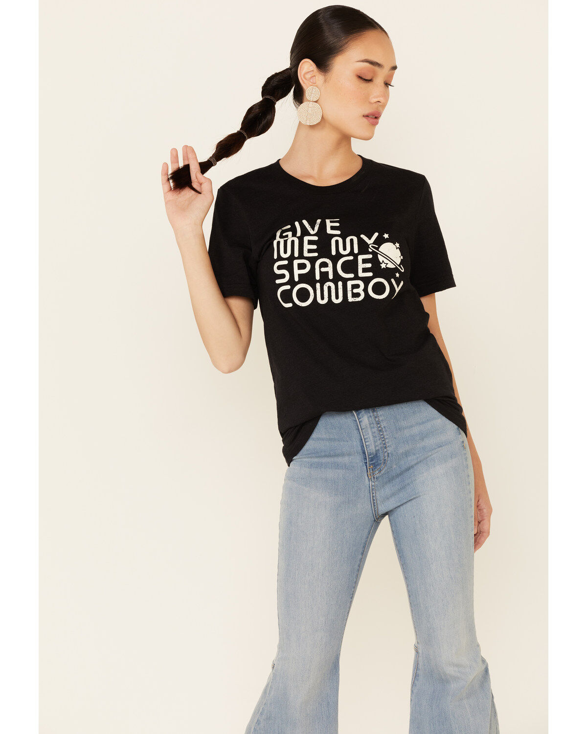 Women's Ali Dee Give Me My Space Cowboy Graphic Short Sleeve Tee