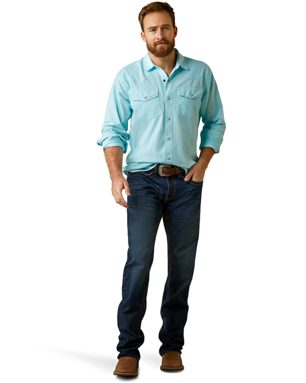 Men's Ariat Ace Retro Fit Solid Long Sleeve Snap Western Shirt