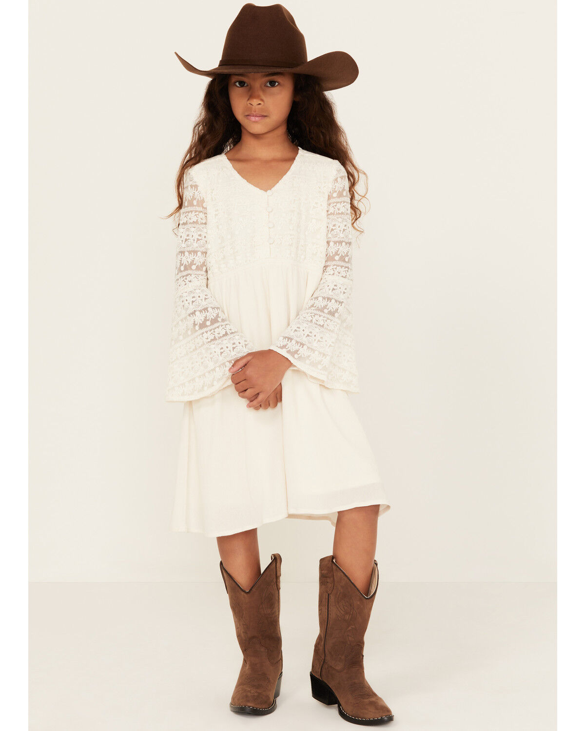 Girls' Shyanne Lace Long Sleeve Button-Down Mini Dress