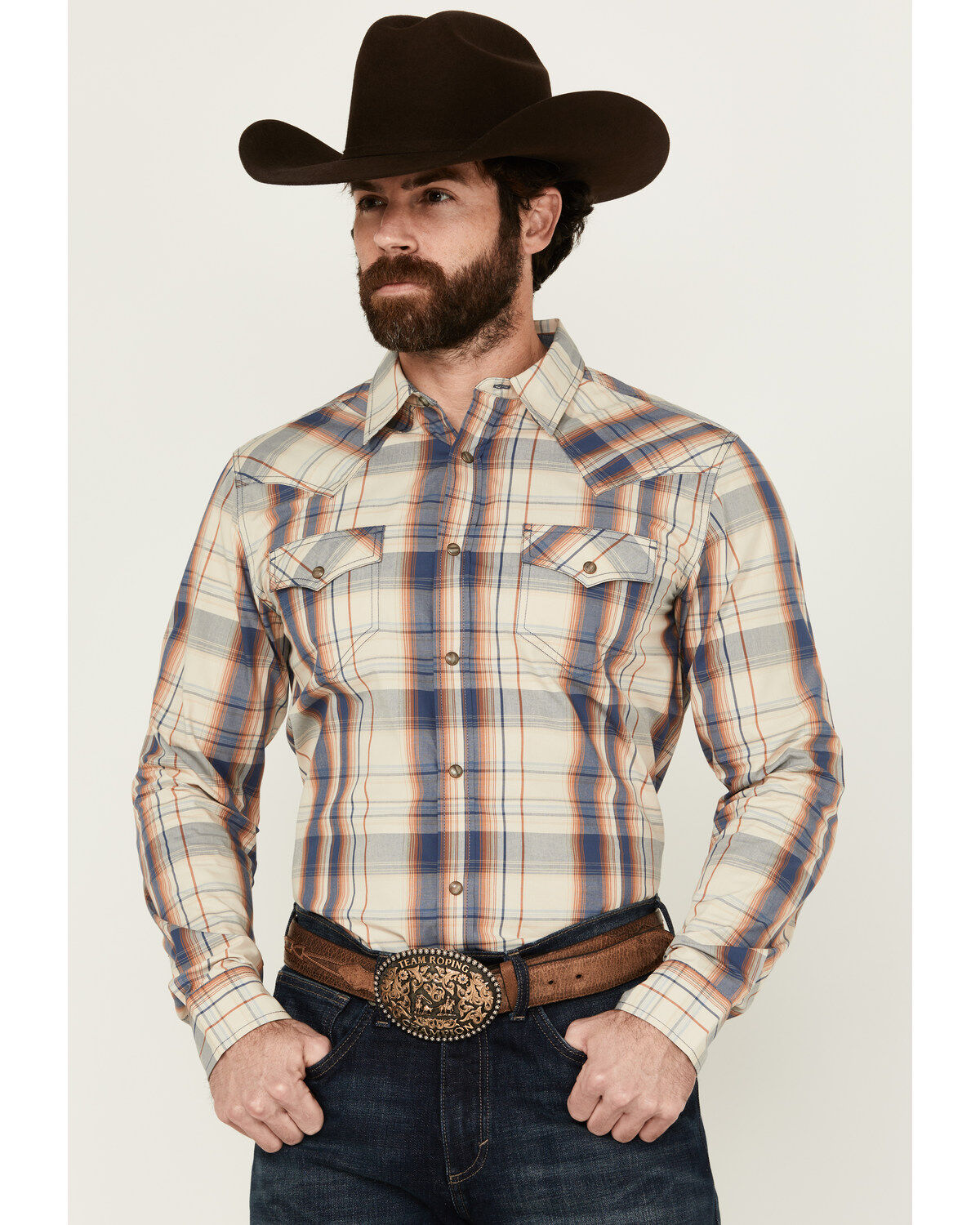 Men's Cody James Pay Day Plaid Print Long Sleeve Snap Western Shirt