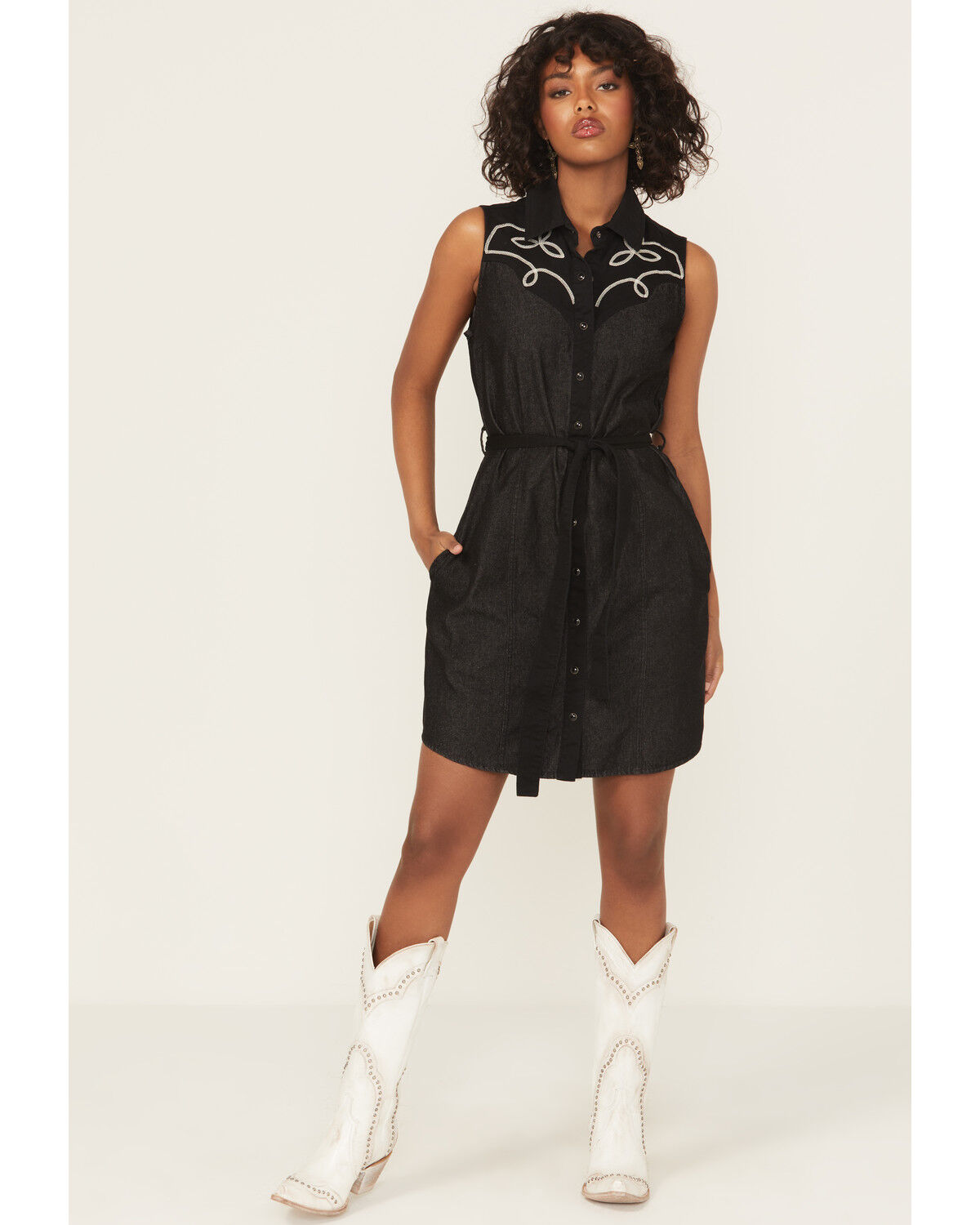 Women's Panhandle Embroidered Sleeveless Mini Dress