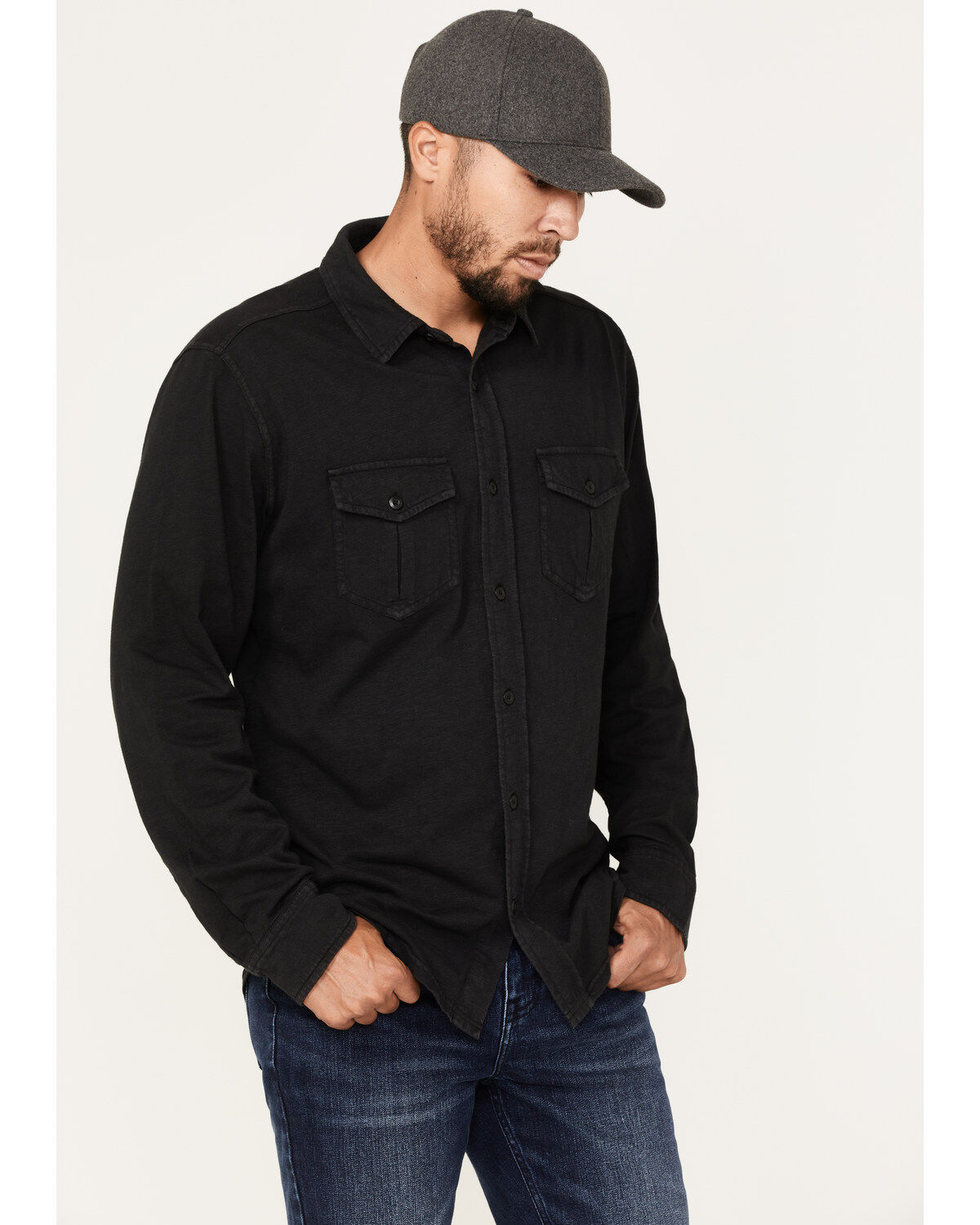 Men's Brothers and Sons Solid Pigment Slub Button Down Western Shirt