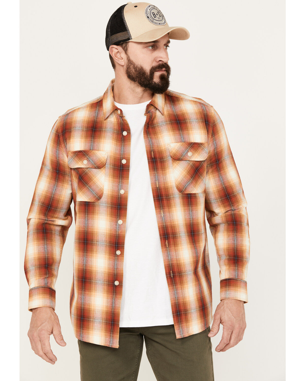Men's Pendleton Beach Shack Plaid Print Long Sleeve Button-Down Wester