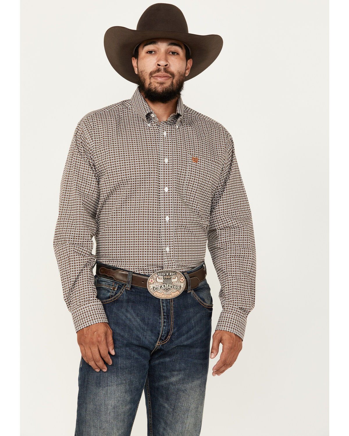 Men's Cinch Geo Print Long Sleeve Button-Down Western Shirt