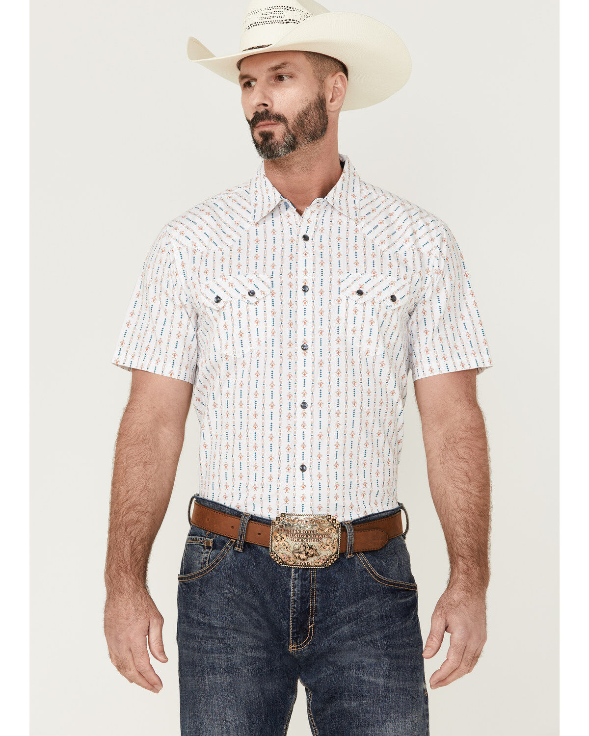 Men's Moonshine Spirit Cocopah Southwestern Print Short Sleeve Snap We