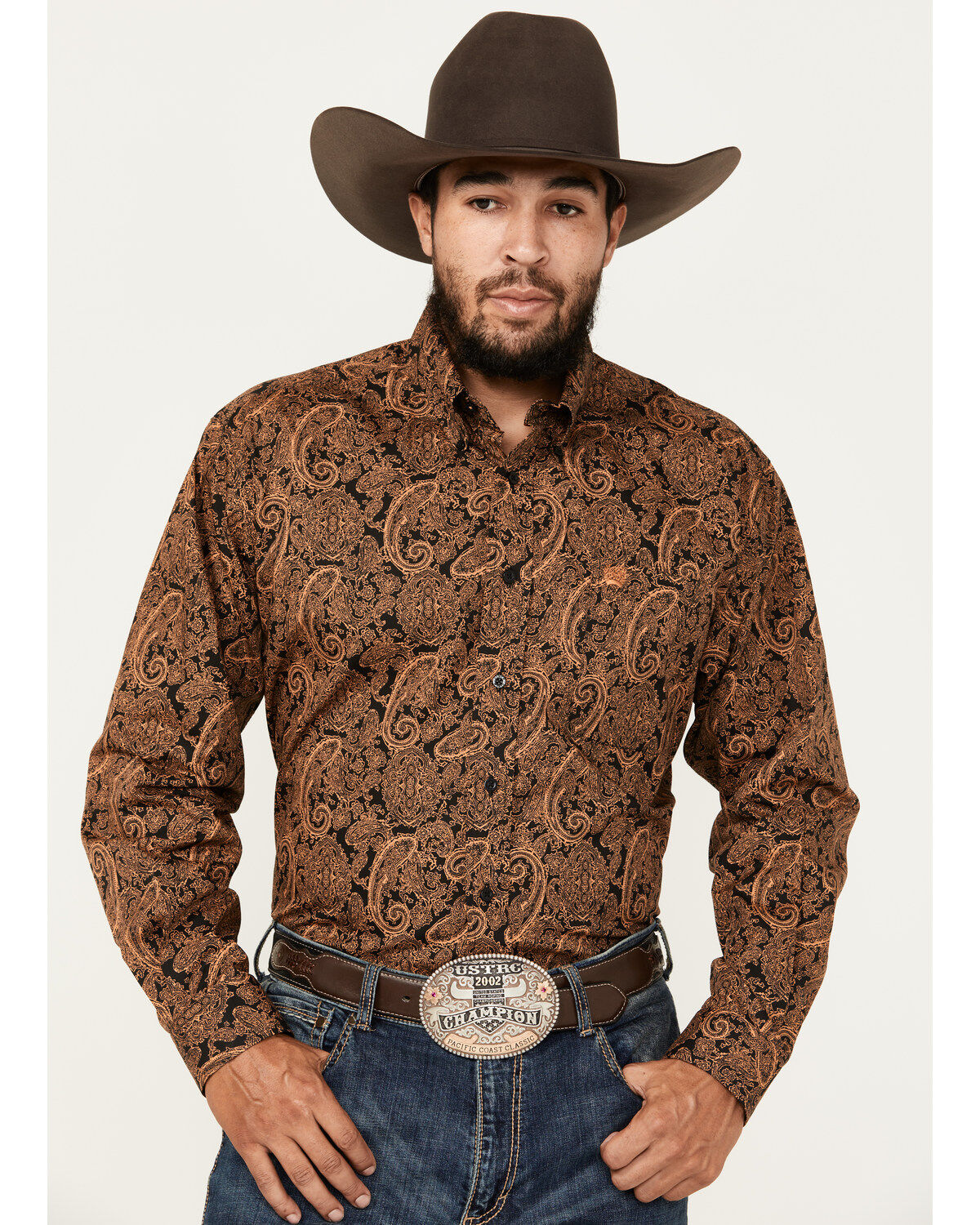 Men's Cinch Paisley Print Long Sleeve Button-Down Western Shirt