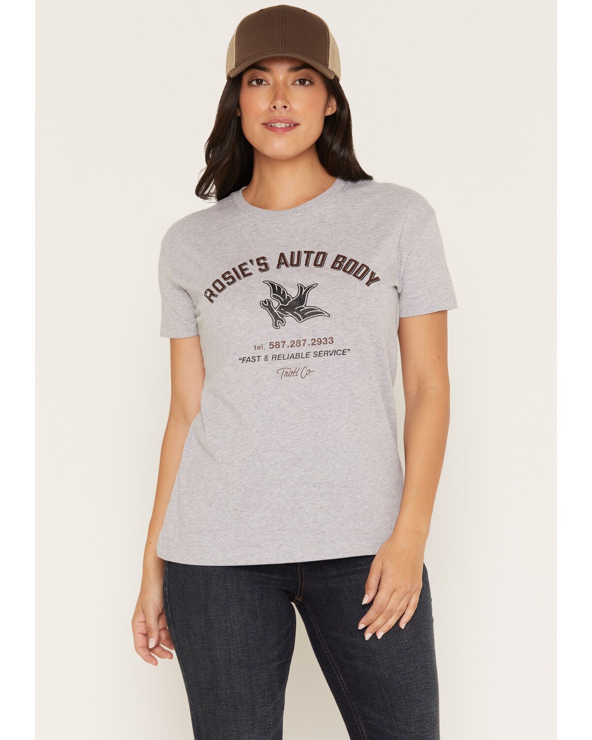 Women's Troll Co Rosies Auto Body Short Sleeve Graphic Work Tee