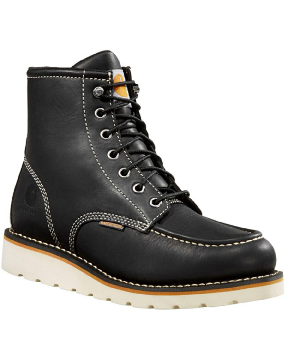 Women's Carhartt Black Wedge Sole Waterproof Work Boots - Soft Toe