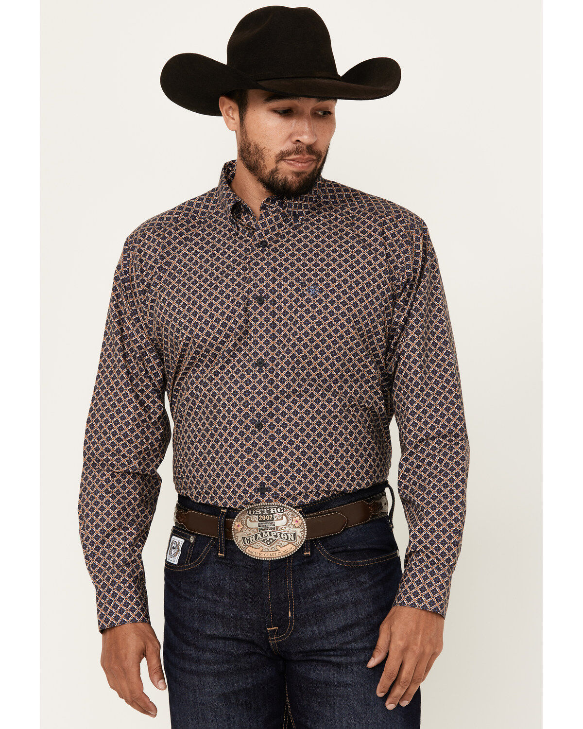 Men's Ariat Crawford Medallion Print Long Sleeve Button-Down Western S