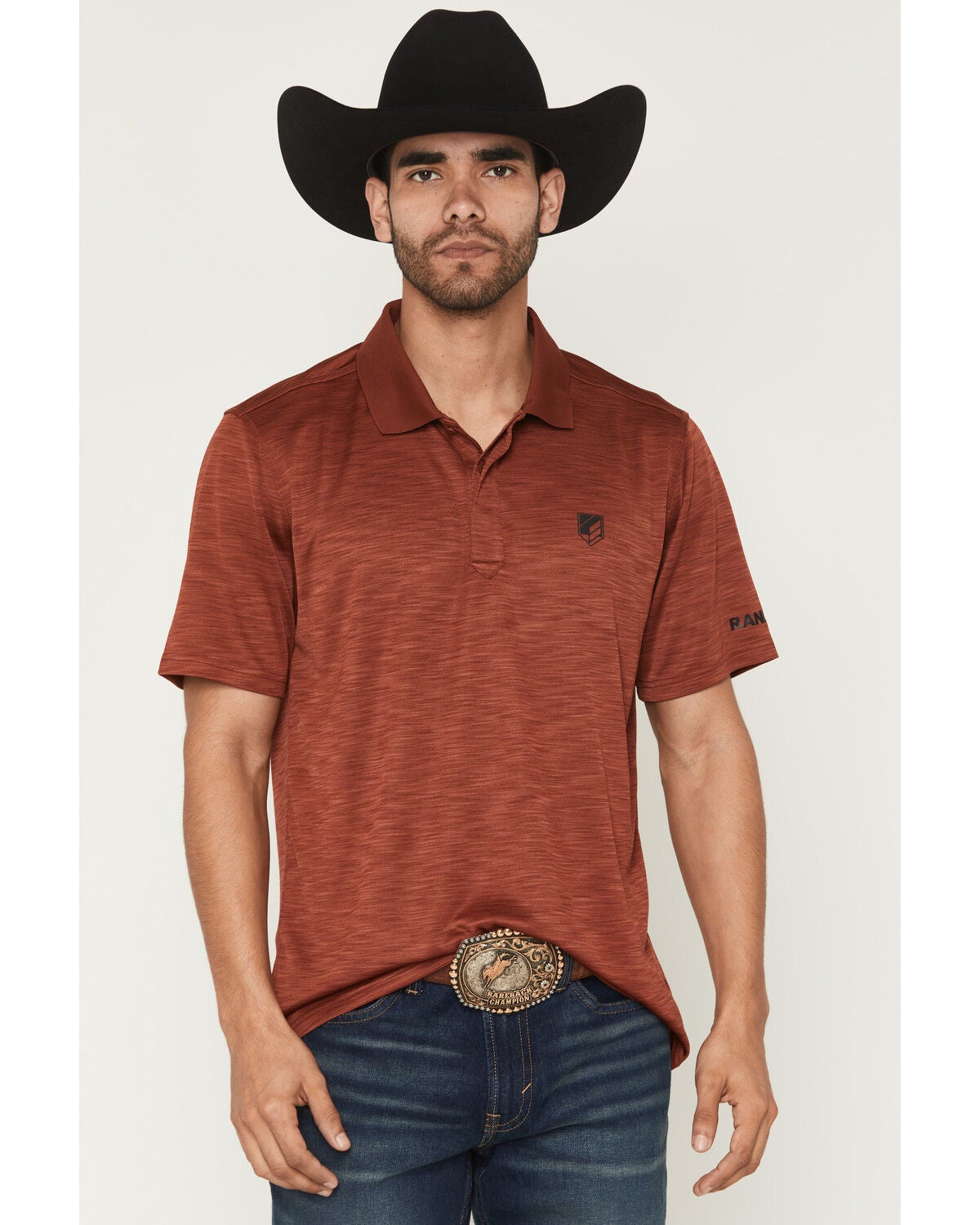 Men's RANK 45 Heeler Heathered Solid Short Sleeve Polo