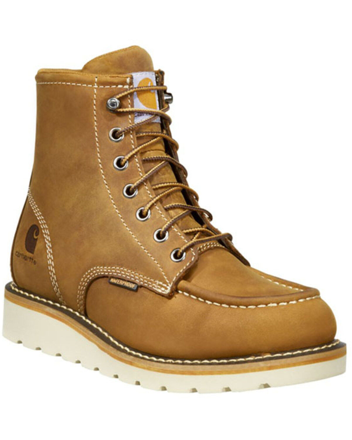 Women's Carhartt Brown Wedge Sole Waterproof Work Boots - Soft Toe