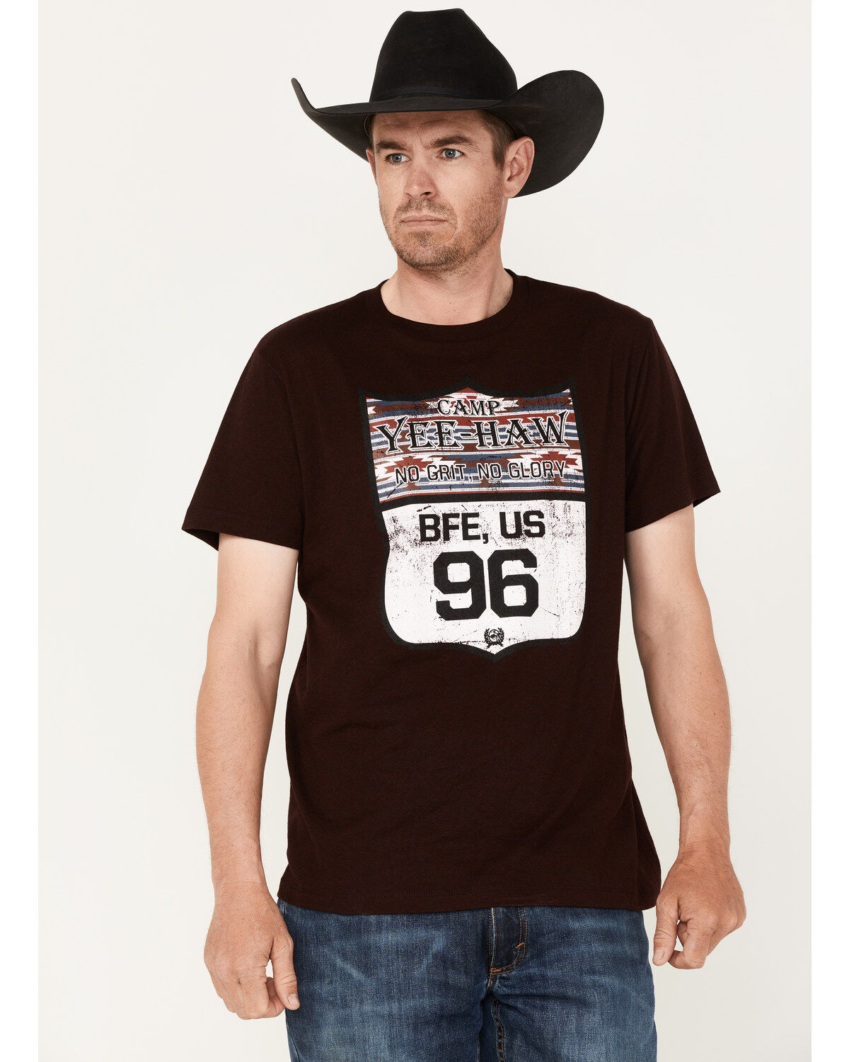 Men's Cinch Camp Yee-Haw Route 96 Sign Graphic T-Shirt