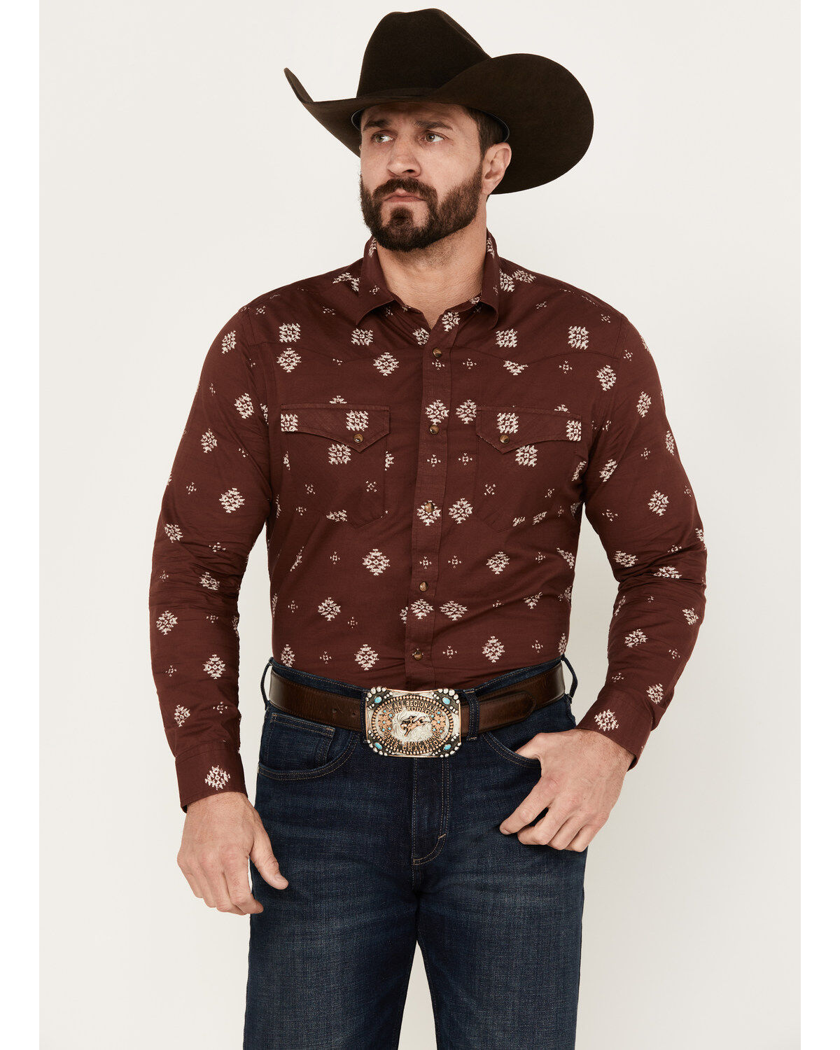 Men's Pendleton Laramie Diamond Print Long Sleeve Western Snap Shirt