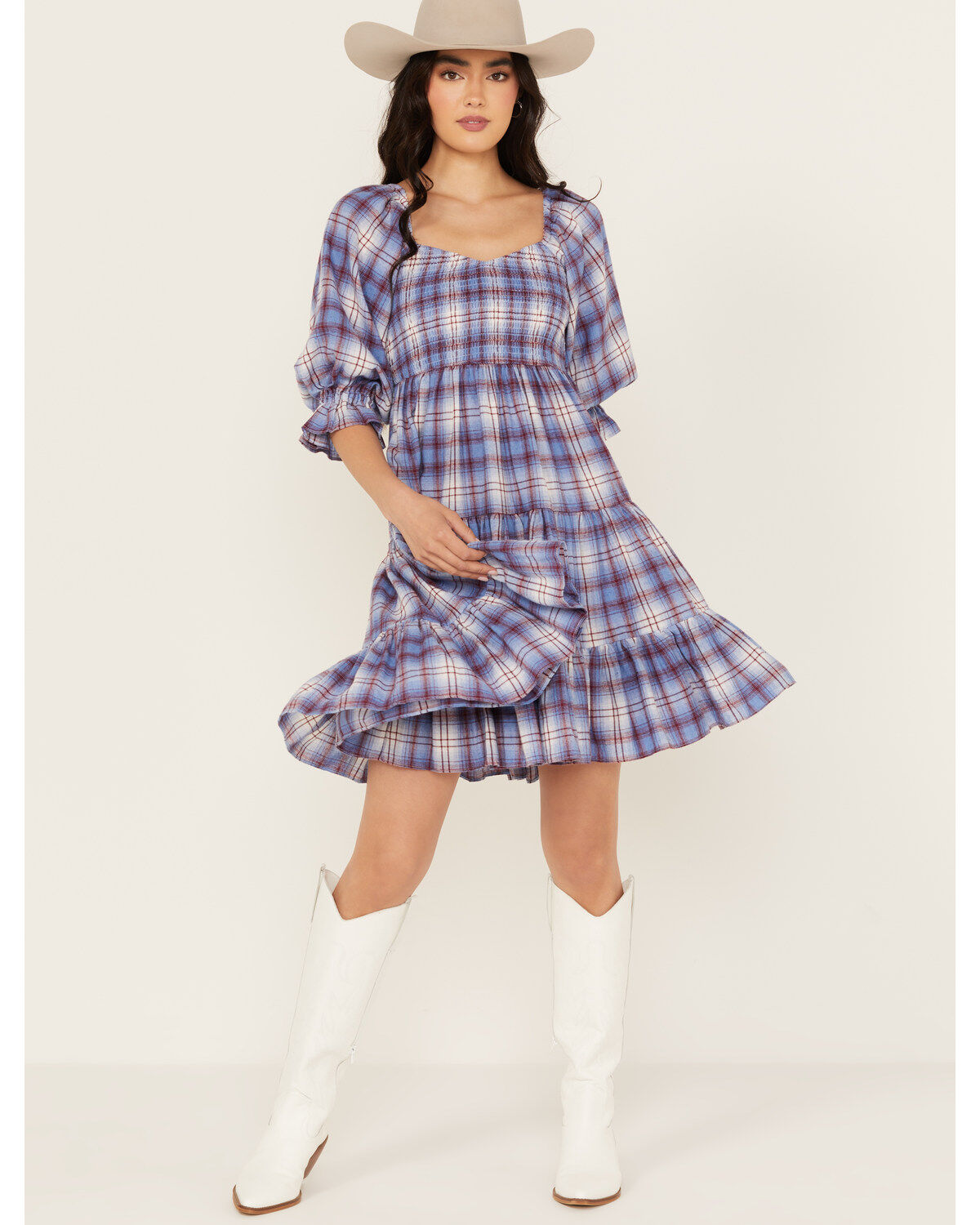 Women's Yura Plaid Print Tier Dress
