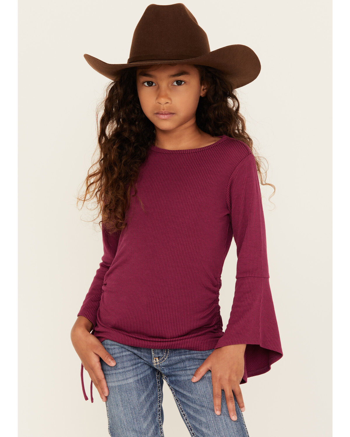 Girls' Shyanne Bell Sleeve Ruched Side Top