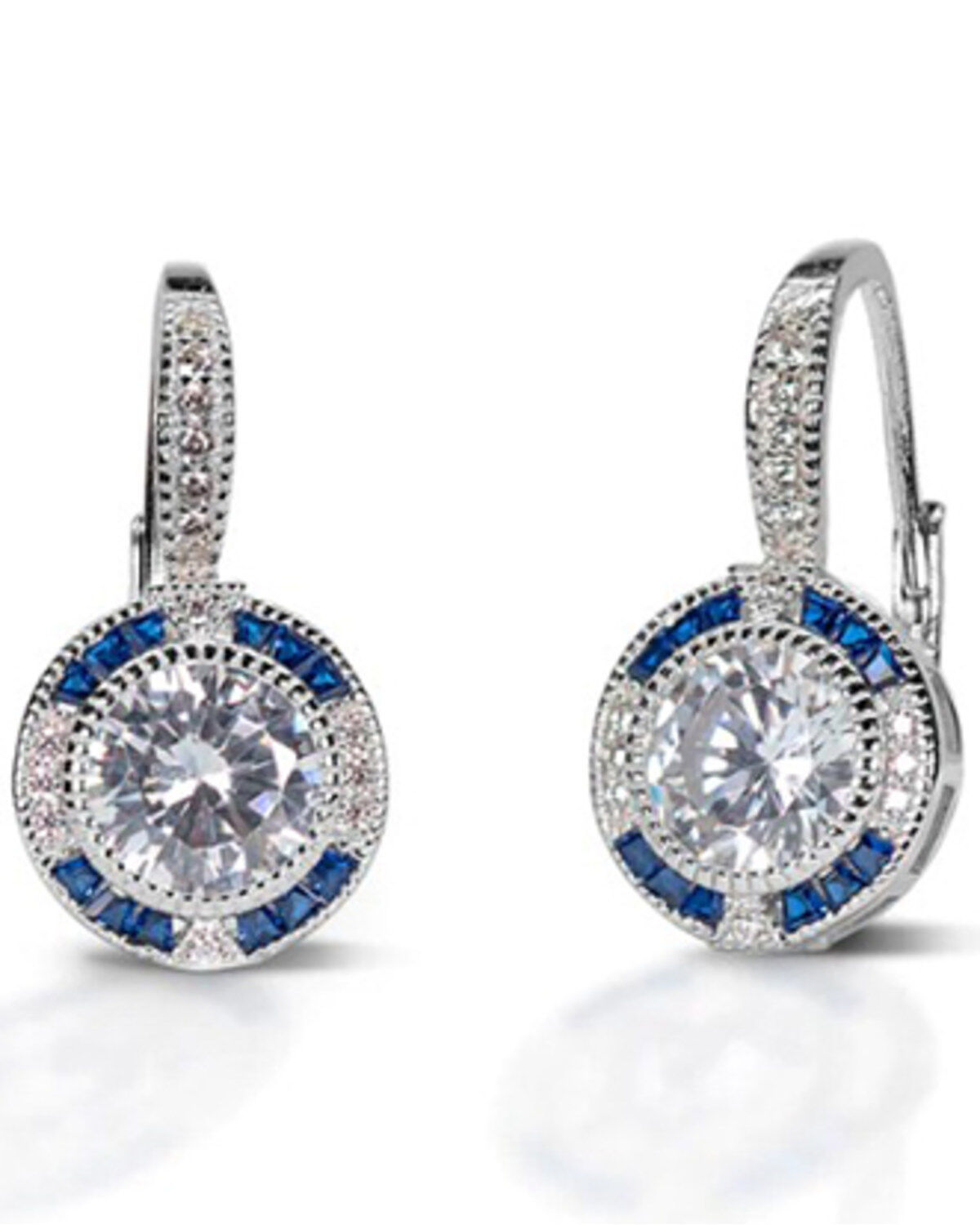 Women's Kelly Herd Sterling Silver Blue Spinel Halo Earrings