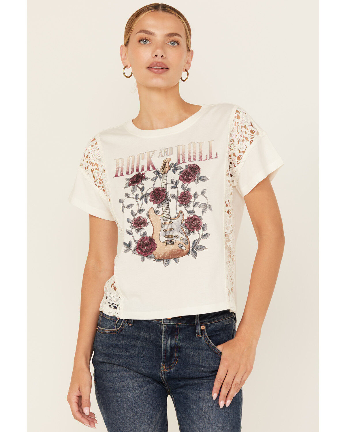 Women's Shyanne Rock & Roll Lace Short Sleeve Graphic Tee