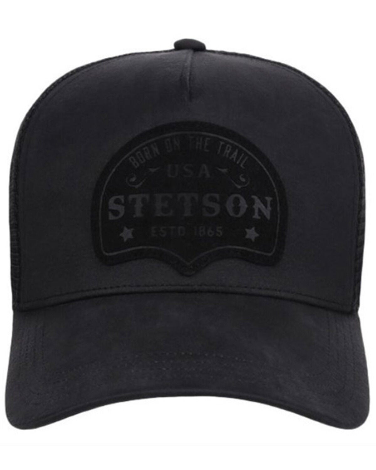 Stetson Men’s Logo Patch Mesh Back Ball Cap in Black – Mid Profile Baseball Hat with Snapback Closure, One Size Fits Most