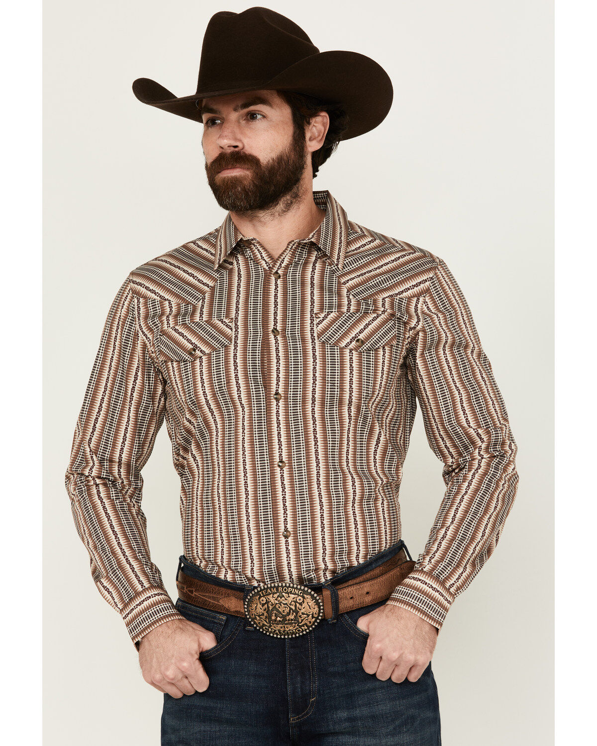 Men's Gibson Show Downer Floral Striped Long Sleeve Snap Western Shirt