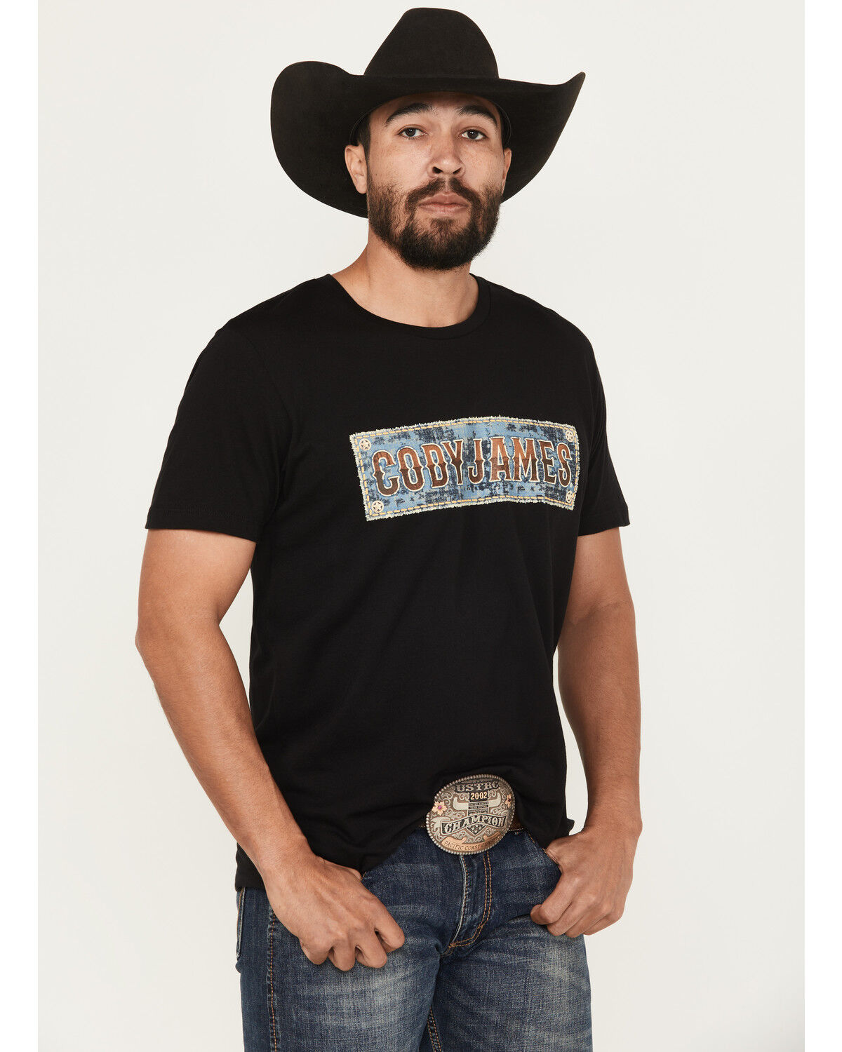 Men's Cody James Denim Patch Logo Short Sleeve Graphic Tee