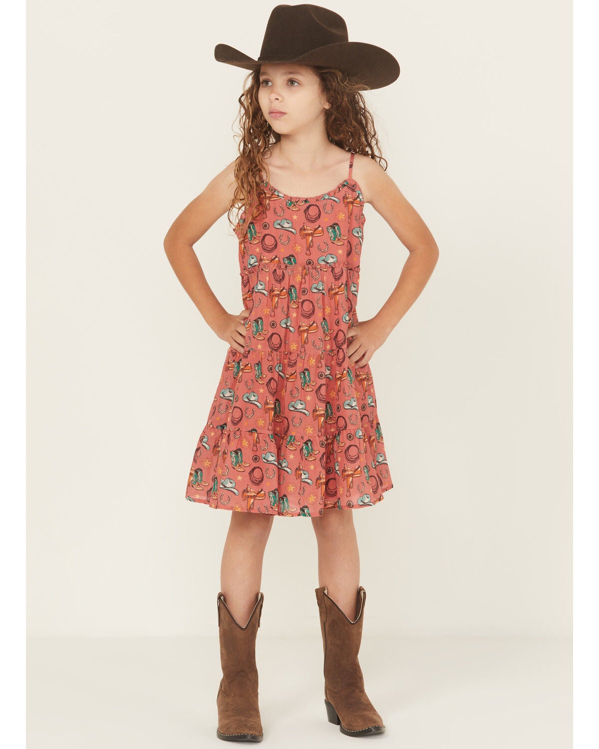 Girls' Rock & Roll Denim Conversational Print Sleeveless Dress