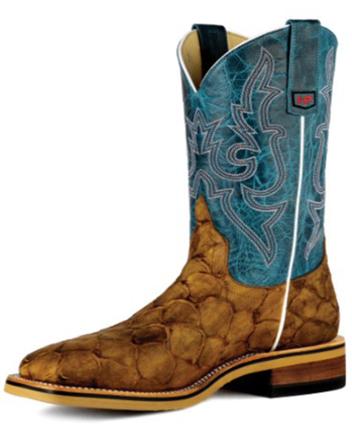 Men's Horse Power Fish Print Western Work Boots - Steel Toe