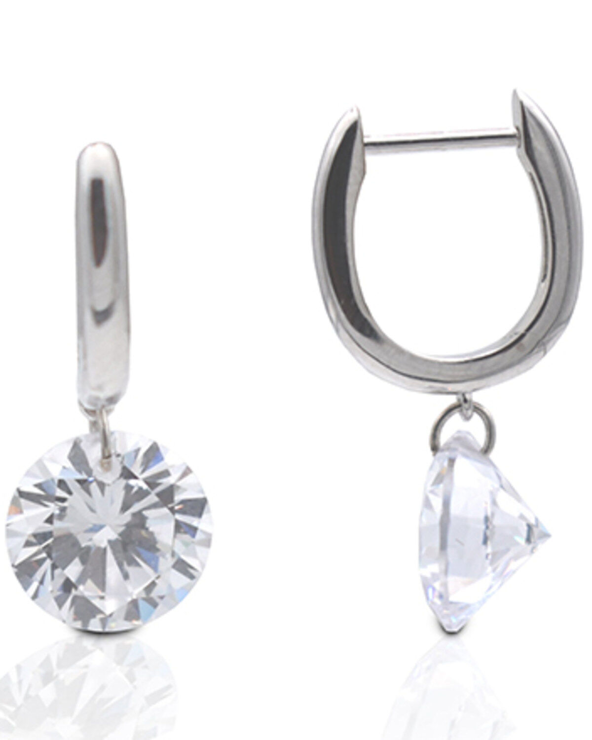 Women's Kelly Herd Sterling Silver Clear Stone Naked Earrings - 3 CT