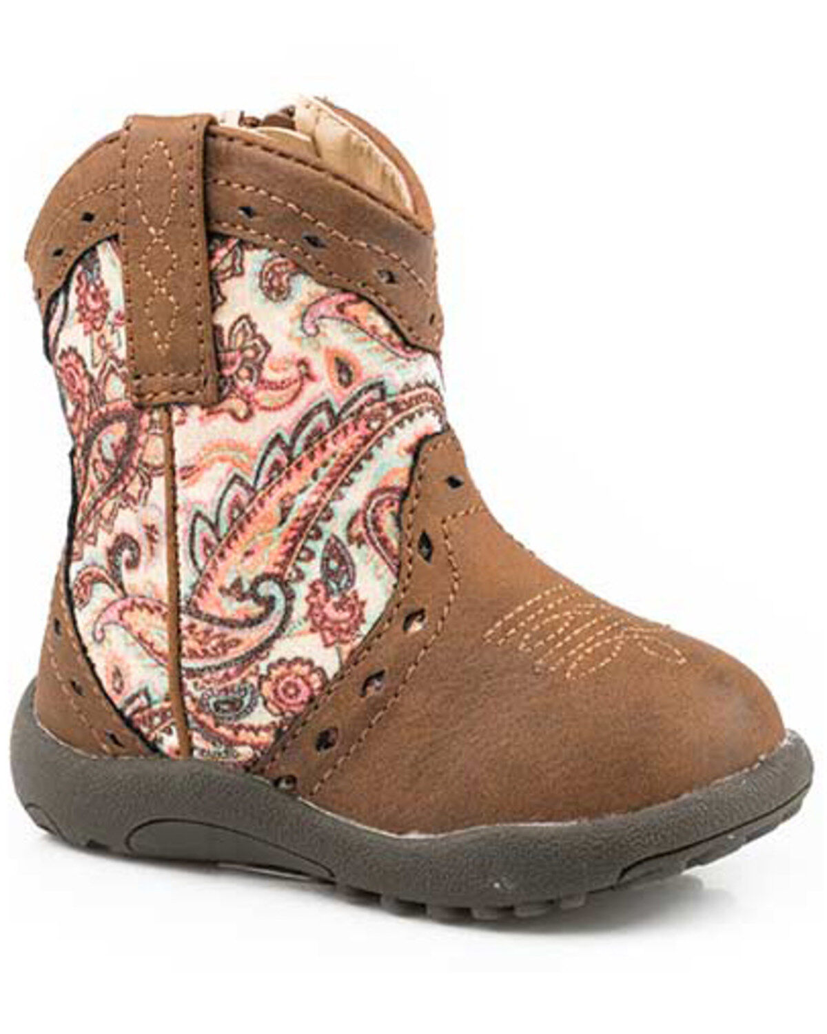 Girls' Roper Toddler Glitter Geo Print Western Boots - Round Toe