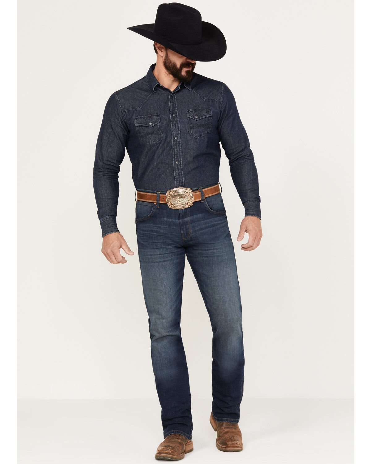 Men's Wrangler Retro 88MWZ Stone Dark Wash Slim Straight Stretch Denim