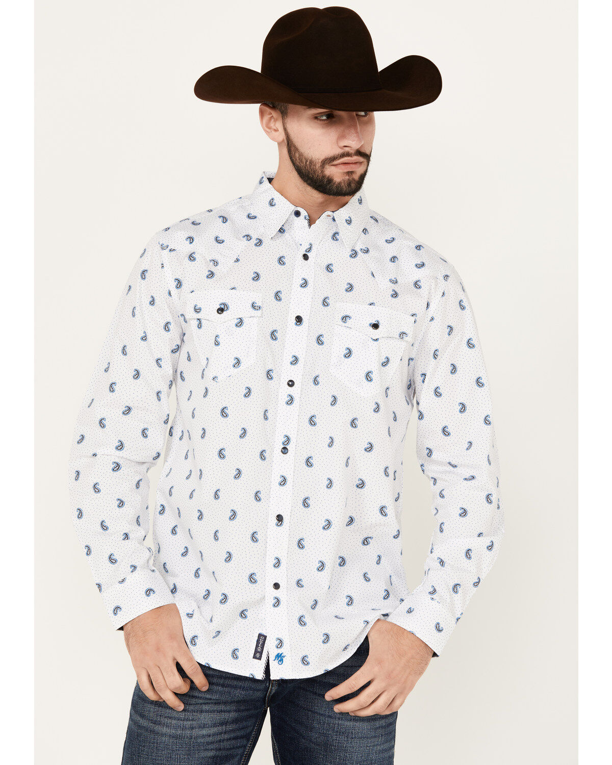 Men's Moonshine Spirit Attitude Paisley Print Long Sleeve Snap Western