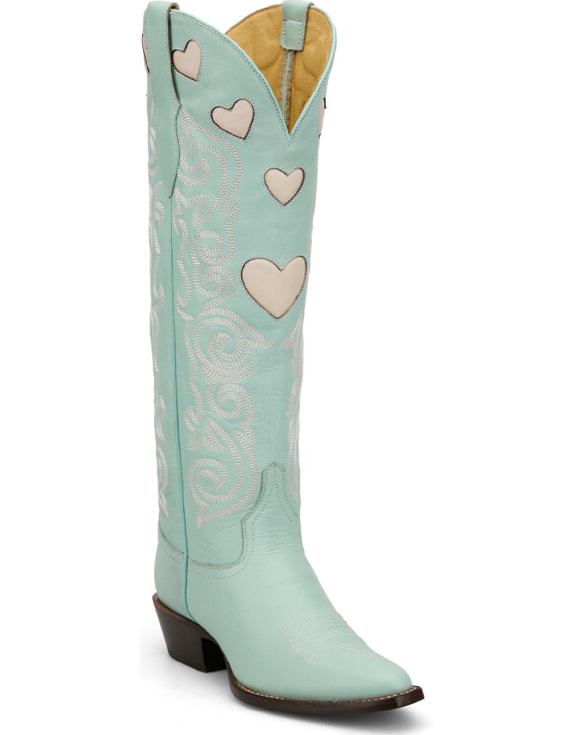 Women's Justin Heart Inlay Tall Western Boots - Snip Toe