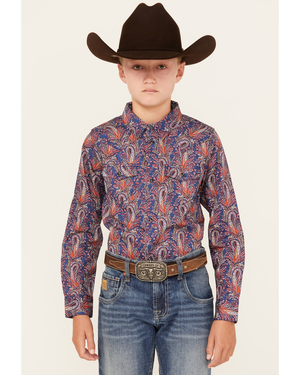 Boys' Cody James Jefferson Printed Long Sleeve Snap Western Shirt