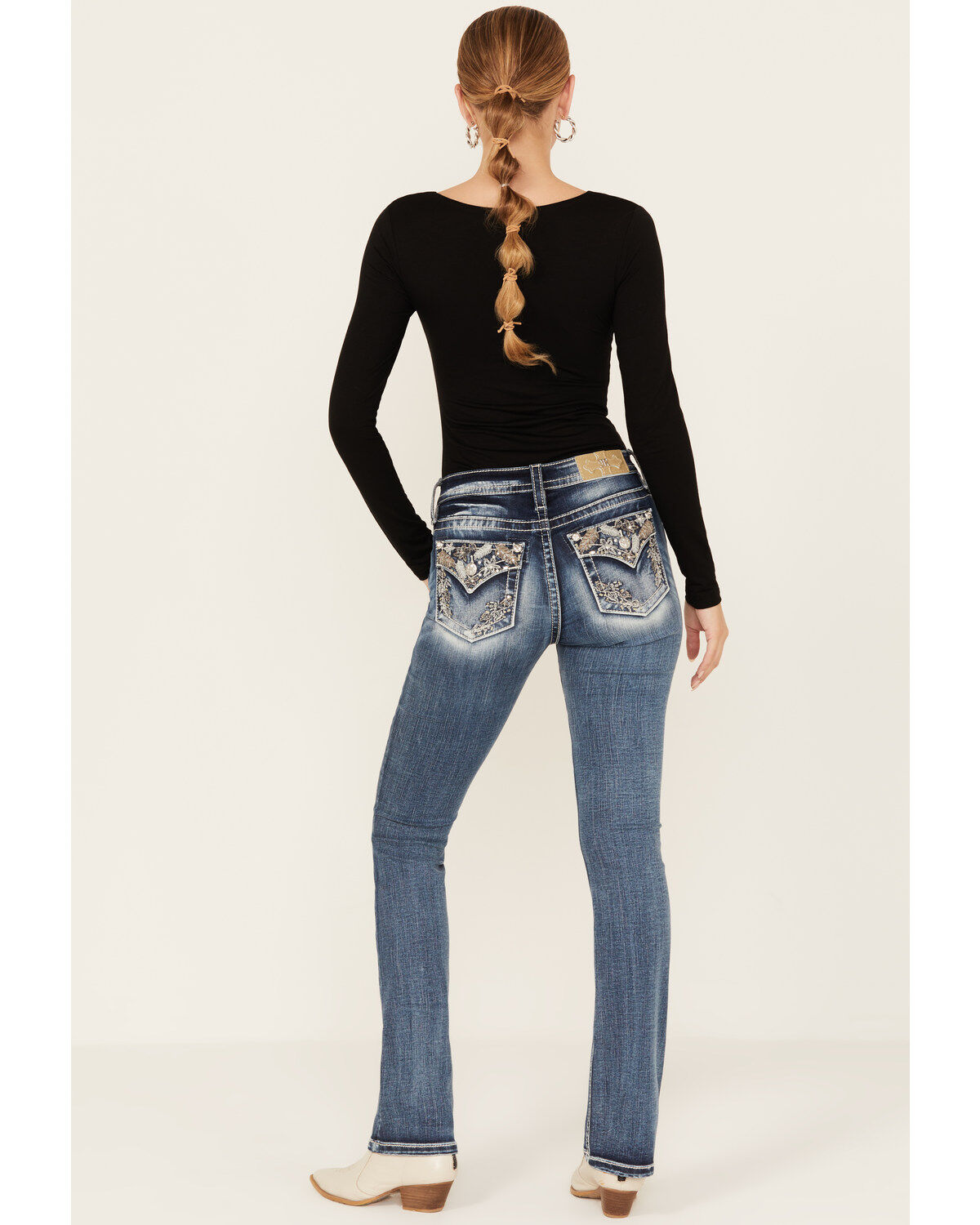Women's Miss Me Dark Wash Mid Rise Stretch Bootcut Jeans