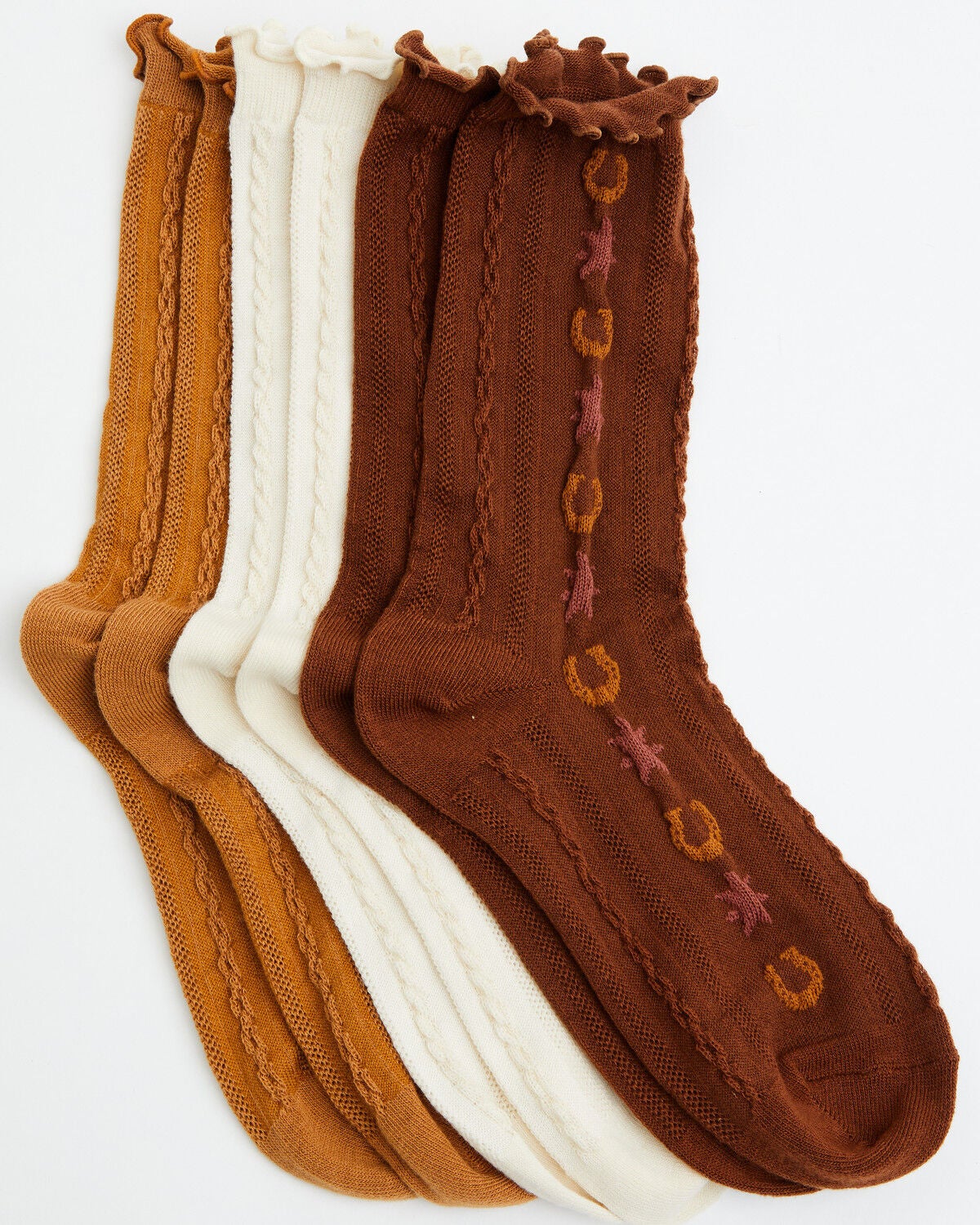 Women's Boot Barn Pointelle Novelty Trim Crew Socks - 3 Pack