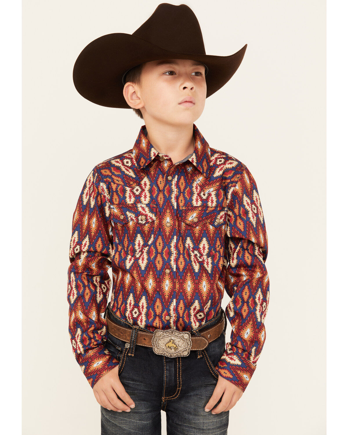 Boys' Cody James Sioux Falls Southwestern Print Long Sleeve Snap Weste