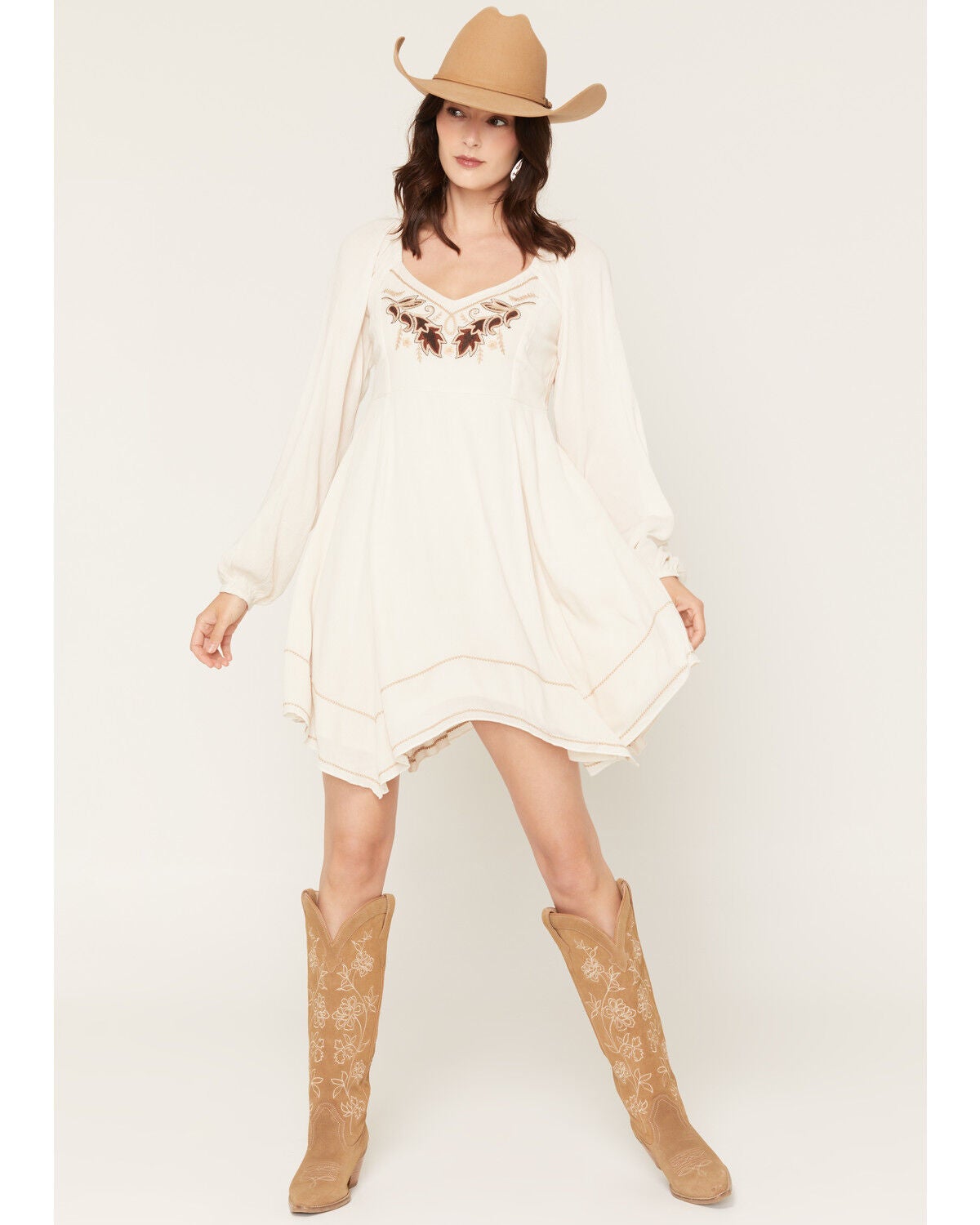 Women's Shyanne Piper Embroidered Hanky Hem Mini Dress