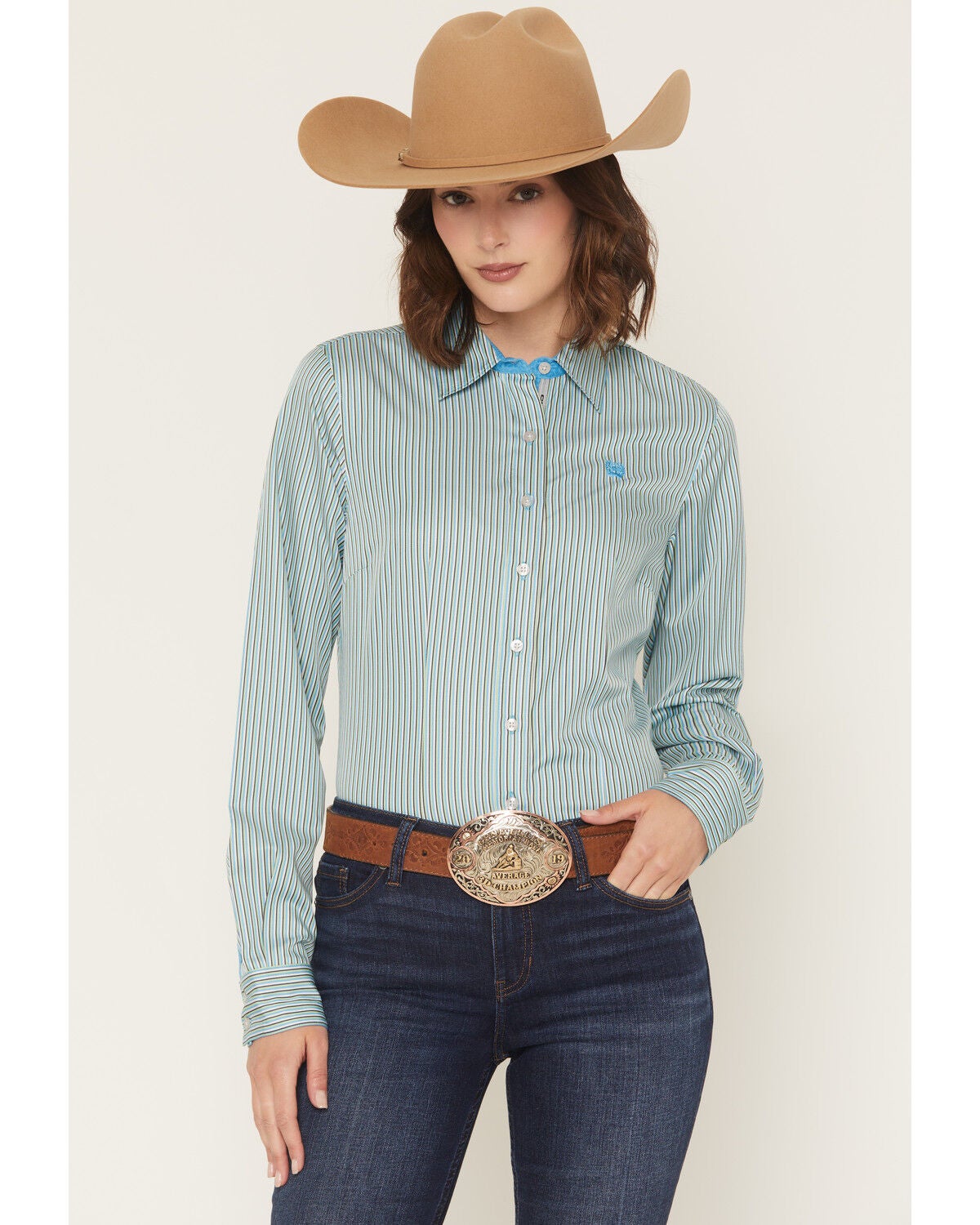 Women's Cinch Striped Long Sleeve Button-Down Western Shirt