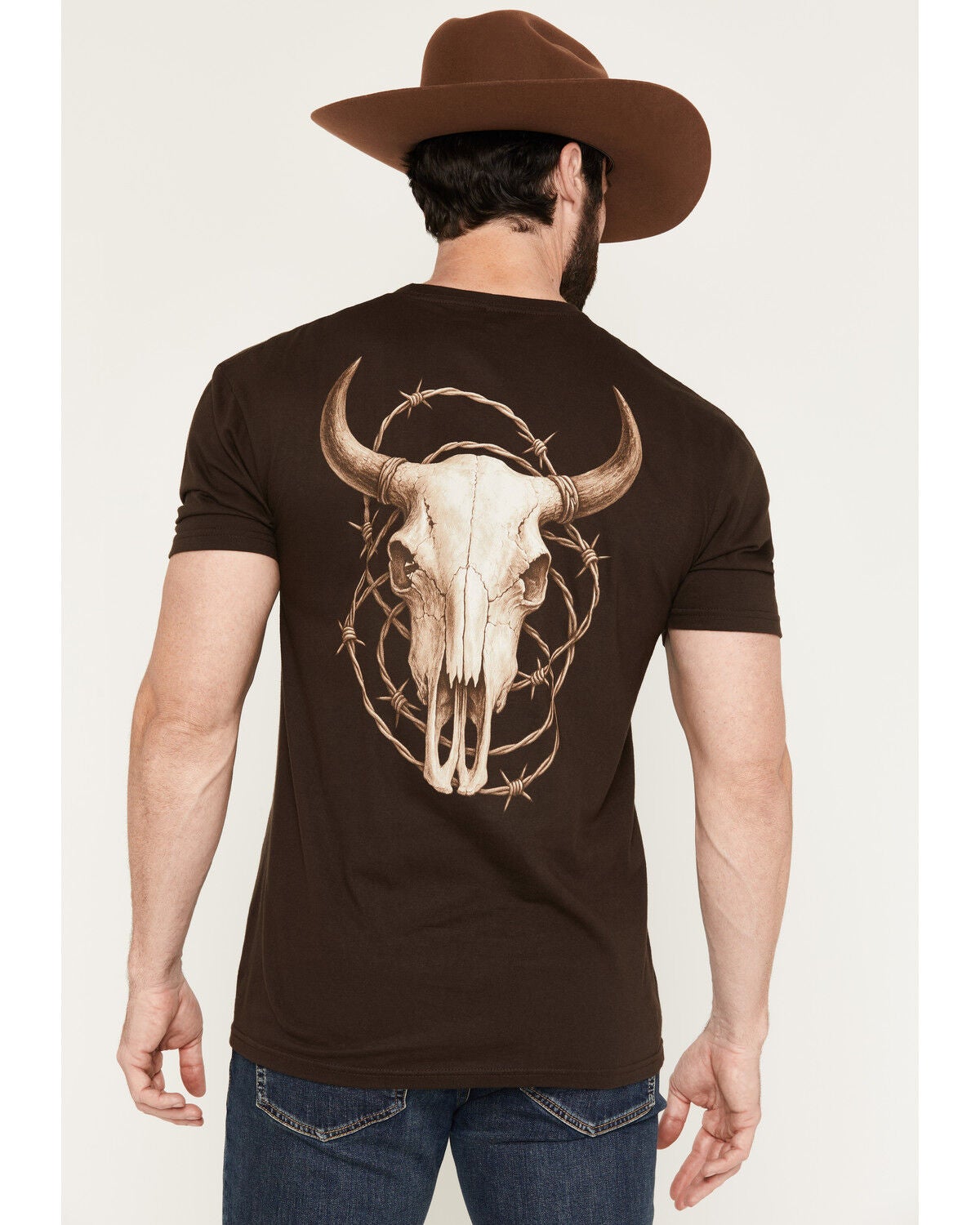 Men's RANK 45 Barbed Wire Steer Head Short Sleeve Graphic T-Shirt