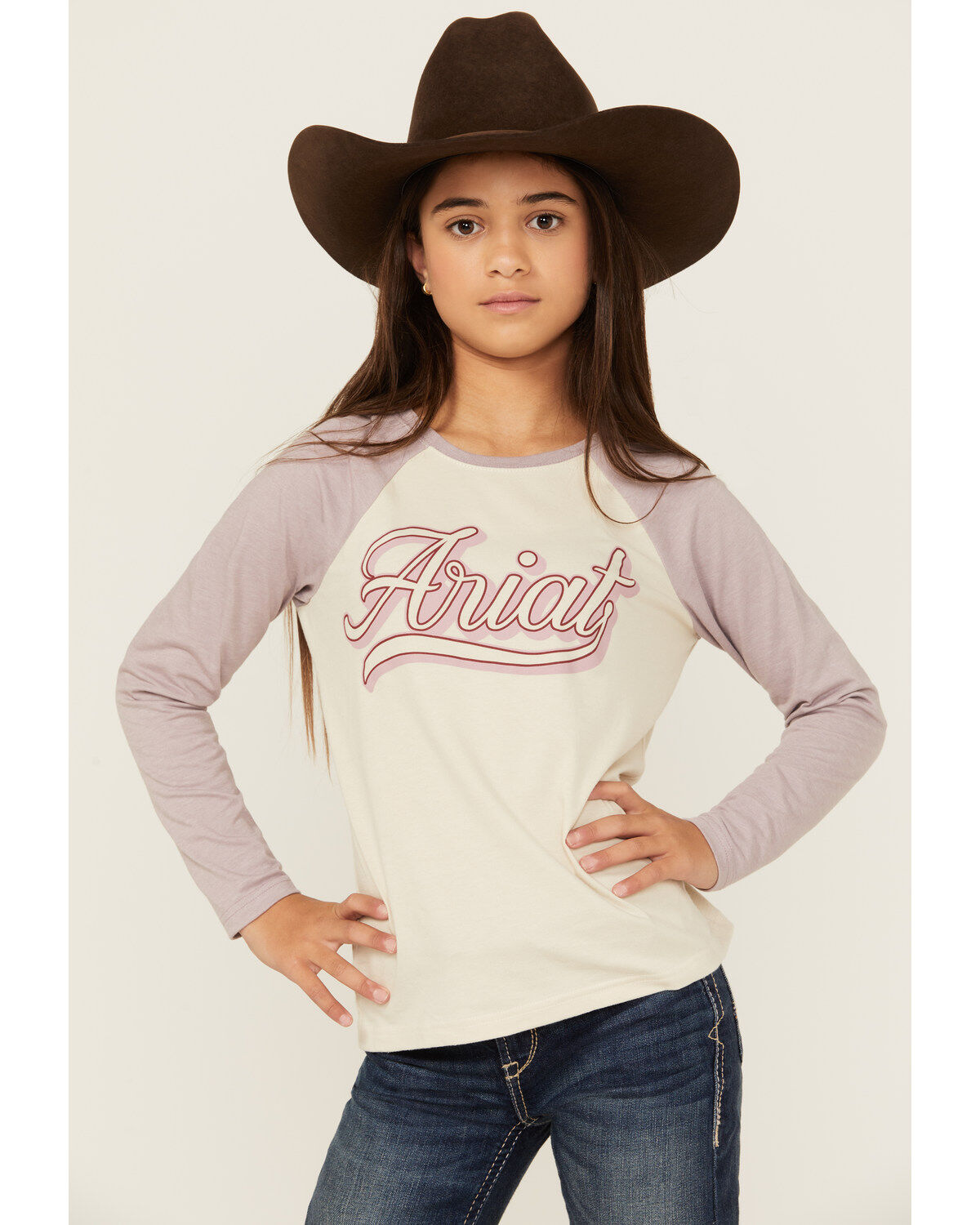 Girls' Ariat Script Baseball Long Sleeve Shirt
