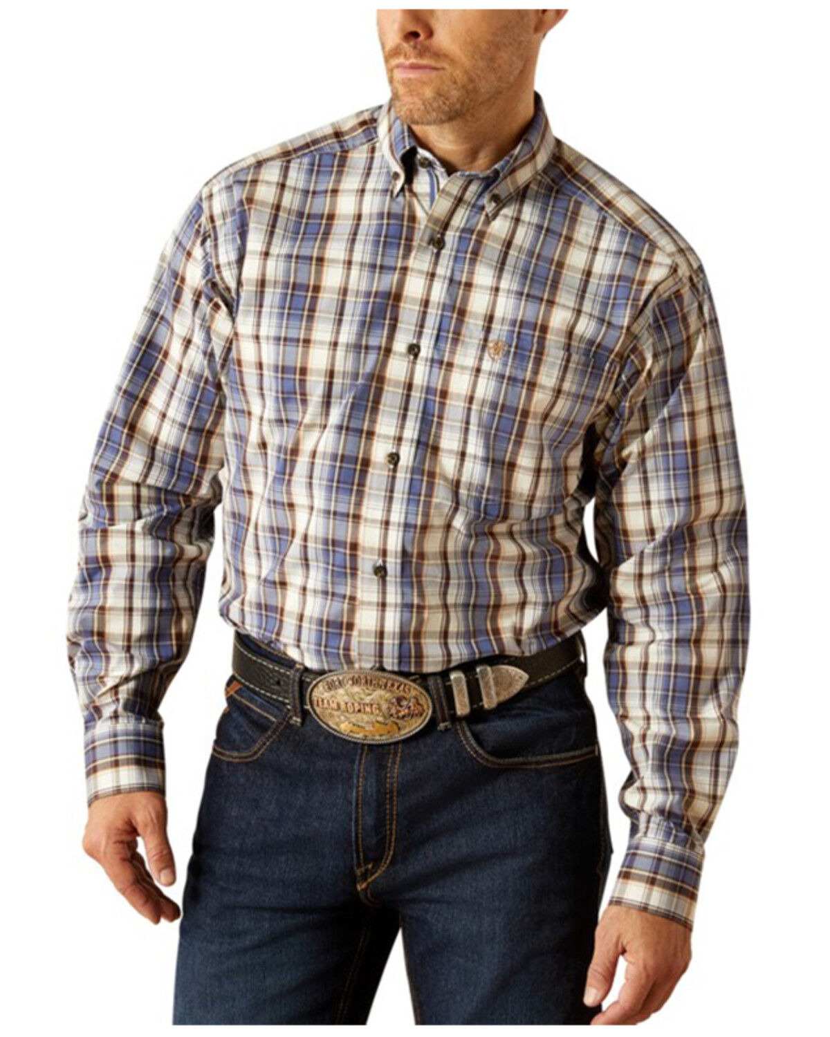 Men's Ariat Cameron Plaid Print Long Sleeve Button-Down Western Shirt