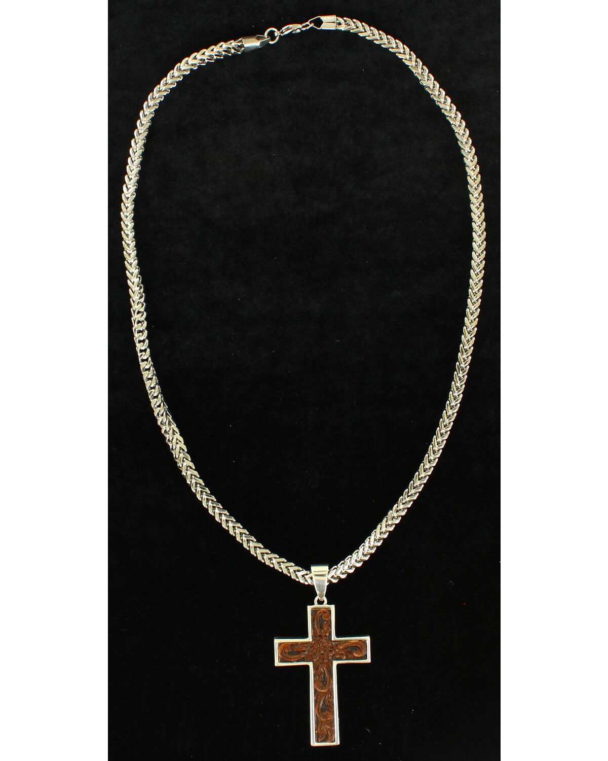 Men's Twister Leather Cross Necklace